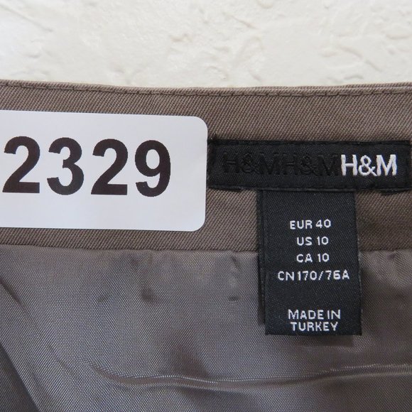 H&M* Women's Fully Lined Half Side Zip Front Pockets A-Line Tan Skirt~ Size 10 - Picture 3 of 8